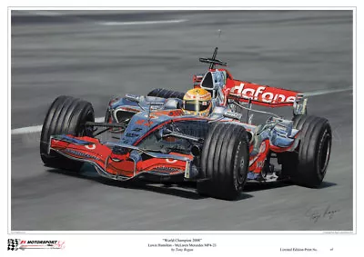 Lewis Hamilton World Champion 2008 Limited Edition F1 Art Print Large A2 Size • £14.99