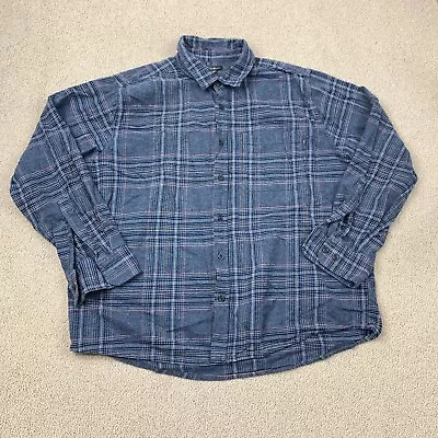 Eddie Bauer Button-Up Flannel Shirt Men's XXL 2XL Long Sleeve Blue Plaid • $18.95