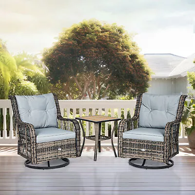 3PC Patio Swivel Glider Rocker Wicker Bistro Furniture Conversation Chairs • $279.47