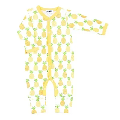 Magnolia Baby Girls PINEAPPLE Printed Playsuit Pima Cotton Yellow NEW • $25