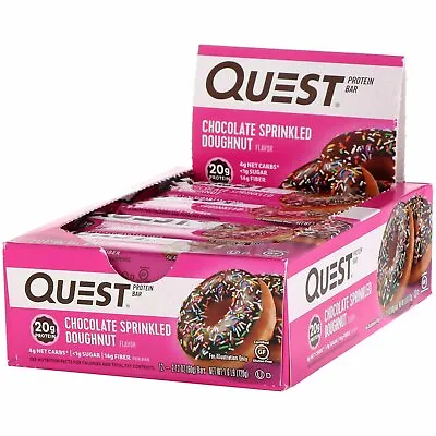 Quest Nutrition Protein Bar Chocolate Sprinkled Doughnut 12 Bars 2.12 Oz (60 • $95.95