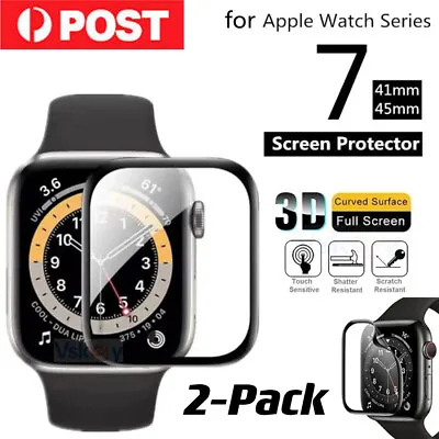 $6.99 • Buy 2XFor Apple Watch Series 7 41/45mm Full Coverage Tempered Glass Screen Protector