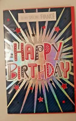 FIANCE BIRTHDAY CARD FOR HIM LOVELY TOP QUALITY CARD FULL INSERT 18 X 27 Cms  • £3.59