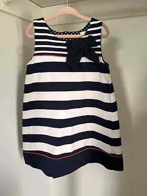 Girls Maggie And Zoe Blue And White Striped Dress Size 6 • $10.99