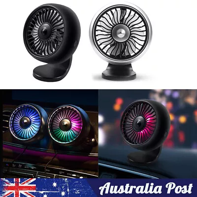 Car Air Vent Fan With Colorful LED Light USB ReChargable Cooler Cooling Fans • $17.85