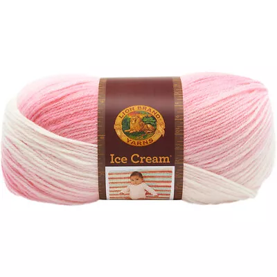 3 Pack Lion Brand Ice Cream Yarn-Strawberry 923-207 • £18.95