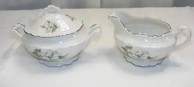 Vintage Embassy USA Vitrified China Creamer & Sugar Bowl White Blossom • $43.19