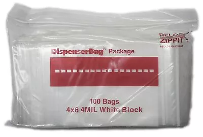 4 X 6  4Mil White Block Reclosable Resealable Zipper Poly Plastic Bags Jewelry • $10.99