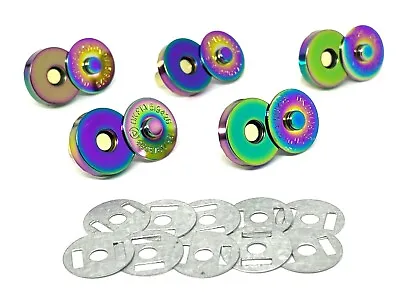 £3.25 • Buy Rainbow Magnetic Buttons 18mm Snaps Clasp Closure Iridescent Bag Making Hardware