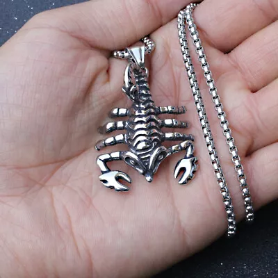 Men's Punk Titanium Steel Pendant Small Scorpion Hip Hop Couple Necklace • $6.99