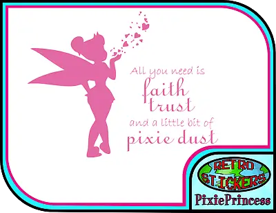 Pixie Dust Tinkerbell Fairy W Vinyl Sticker Mirror Car Truck Wall Window Decal • £3.30