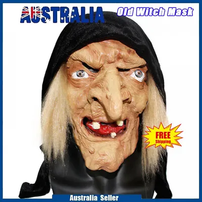 Scary Adult Old Witch Mask Latex Creepy Halloween Costume Grimace Party Props • $23.59