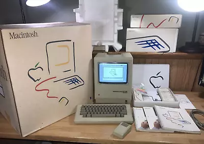 1984 APPLE MACINTOSH 128K 40th Anniversary MATCHING # BOX Set 1st Mac M0001 NICE • $7999.99