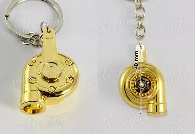 Metallic Gold Turbo Charger Compressor Spinning Turbine Fan Key Chain Ring FOB • $4.24