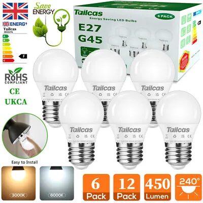 6/12 PACK 60W 40W LED Round Golf Light Bulbs ES Large Screw E27 Bulb 3000K 6000K • £7.99