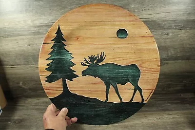 Rustic Wood Grain Christmas  16   Moose Serving Platter Tan /green • $19.99