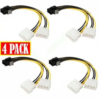 LOT OF 4 Dual Molex 4 Pin To 8 Pin PCI-E Express Adapter Power Cable Video Card • $12