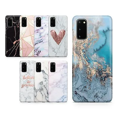 Case For Samsung S20 S10 S8 S9 S7 Hard Phone Cover Marble Rose Gold • £1.50