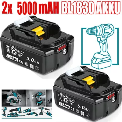 Pack Of Two 18V 5000mAh Batteries For BL1850 BL1860B BL1855 BL1840 BL1830 BL1835 • £43.89