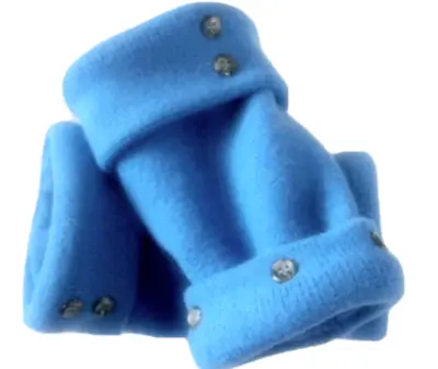 Fingerless Gloves Blue Merino Wool M - L Medium - Large Mitten Arm Warmers Cuffs • $32.98