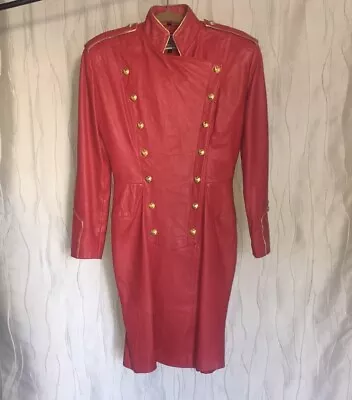 Michael Hoban For North Beach Leather Pink Military Style Dress Size Medium • $1200