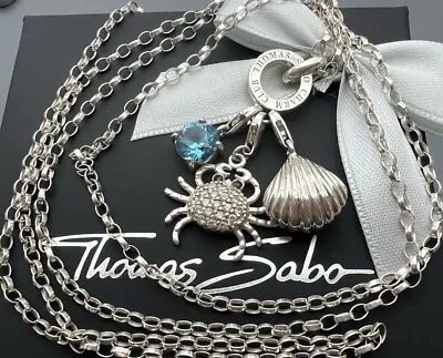 Thomas Sabo Kette 90 & Carrier & Muschel& 🦀 Krebs Charm & Bauer Stein Anhänger • $254.92