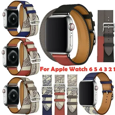 $16.57 • Buy Genuine Leather Band Bracelet Single Double Tour Strap For Apple Watch 7 6 5 432