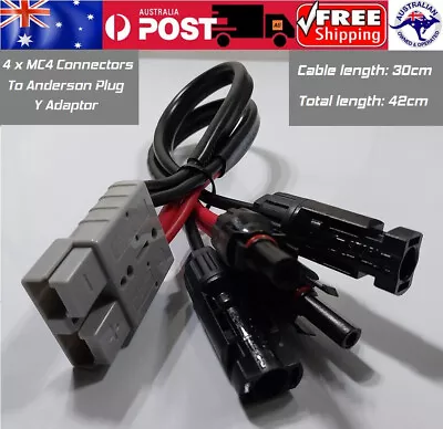 50A Anderson Plug To 2 X MC4 Pairs Double Y Adaptor 10AWG 6mm² Solar 4X4 Offgrid • $20.95