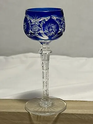 NACHTMANN TRAUBE BLUE COBALT CUT TO CLEAR SHERRY CORDIAL GOBLET 5 Inches • $35