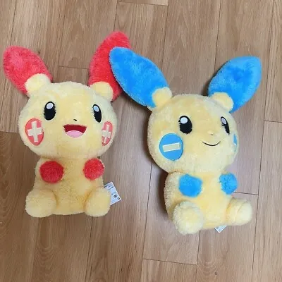 Pokemon Plusle Minun Mofugutto Warm And Healed Fluffy Big Plush Toy Set Of 2 • $57.99