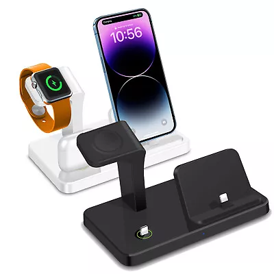 UK 3 In 1 USB Charger Fast Charging Dock Stand For Apple IWatch Air Pods IPhone • £13.99