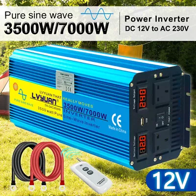3500W/7000W 12V To 240V Pure Sine Wave Power Inverter Car Converter Solar RV • £183.99