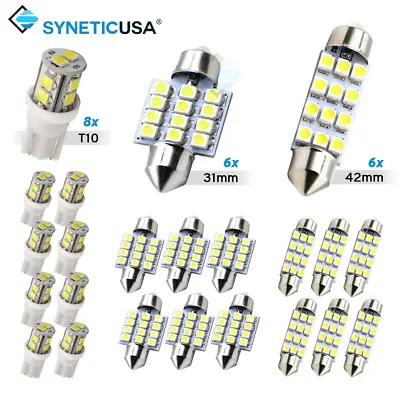 Syneticusa 20x Combo LED Car Interior Dome Map Door License Plate Lights White • $10.79