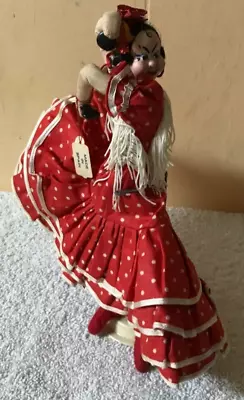 Vintage Made In SPAIN 8  Spanish Flamenco Woman Dancer Cloth DOLL W/ Stand • $4.99