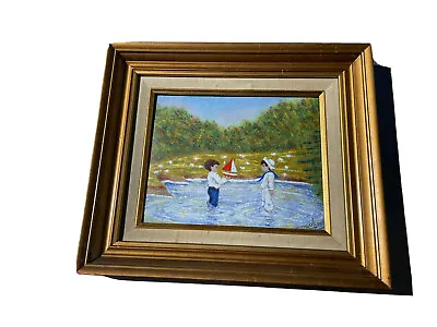 Don Mingolla (Am.1922-1999) Enamel On Copper Kids Sailboat Framed • $150