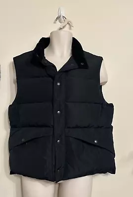 Michael Bastian Down Vest Size M Men Black Corduroy Lined Pocket Snap Reversible • $89.99