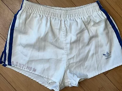 Vintage Men’s Small Adidas Trefoil 80’s Cotton Blend White Running Track Shorts • $30