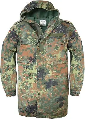 £24.90 • Buy German Parka Original Army Military Hooded Jacket Field Flecktarn Camo Used
