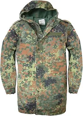 German Parka Original Army Military Hooded Jacket Field Flecktarn Camo Used • $40.20