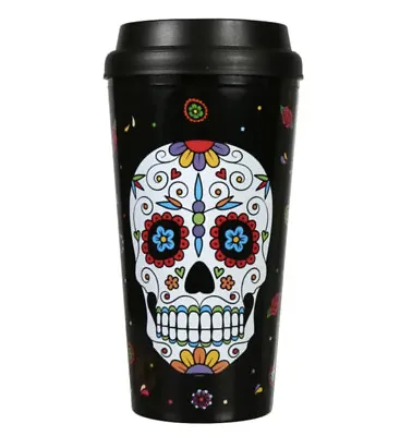 Day Of The Dead Reusable Travel Coffee Cup Sugar Skull Dia De Los Muertos 16oz • $3.99