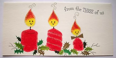 Three Of Us Candle Family Vintage Christmas Greeting Card *KK25 • $6.99