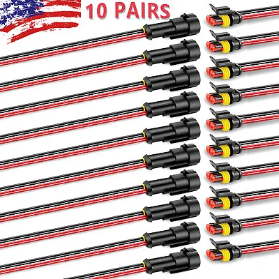 20X Car Electrical Wire Cable 2Pin Connector Way Plug Kit Male Female Waterproof • $8.75
