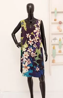 Megan Park Silk Sheath Dress Floral Pattern Sleeveless 3 US10 UK14 • $56.60