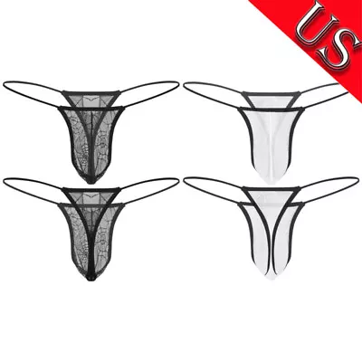 US Men's G-String Thongs Mesh Underwear Briefs Bikini Underpants T-Back Lingerie • $8.27