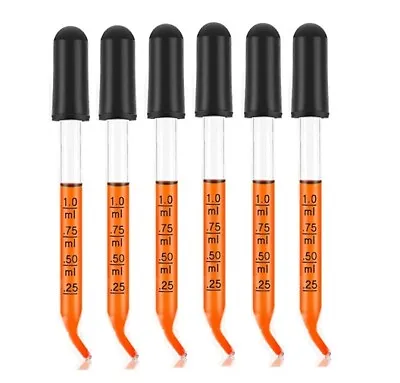 Medicine Art Essential Oils Eye Dropper Graduated 4  Curved Tip 1ml (6 Pack) • $7.50