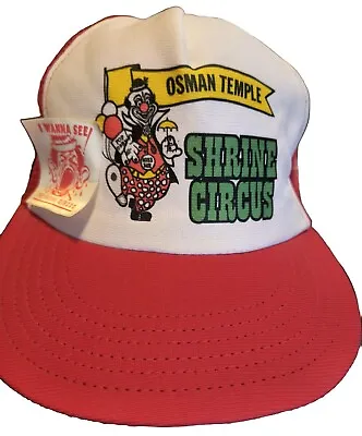 Vintage 80s Circus Clown Snapback Cap Hat Red Shrine Circus • $29.99