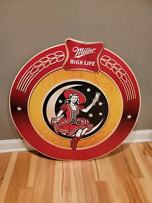 Rare 36x36 Huge Miller High Life Beer Metal  Embossed Tin Sign Lady Moon  • $85