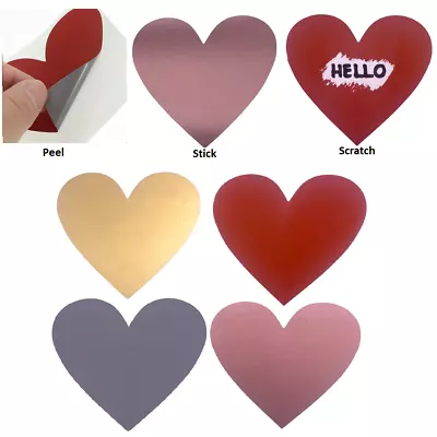 Large Scratch Off Heart Stickers 7x8cm Fun DIY Valentines Love Label Party Gift • £1.99