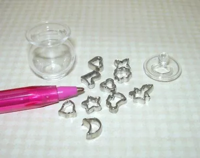 Miniature Glass Cookie Jar W/10 Different Metal Cookie Cutters: DOLLHOUSE 1:12  • $17.98