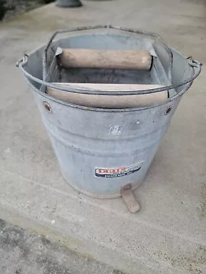 Vintage Mop Bucket Galvanized Metal Wood Wringer Erie Mop & Wringer Company. • $24.99